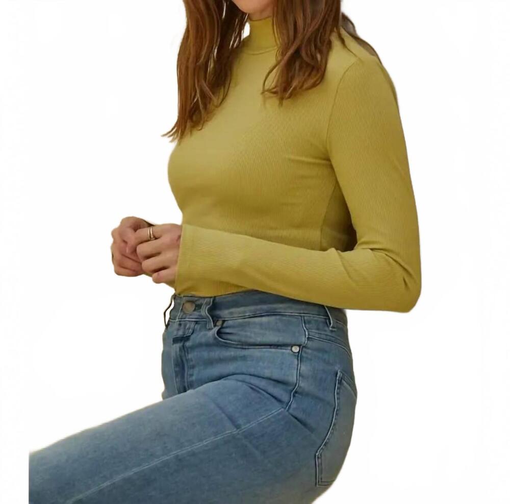 NEW BY TOGETHER ribbed long sleeve mock neck top in lime